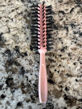 Vintage Stanley Full Round Hair Brush Black Bristle Pink Color 8”